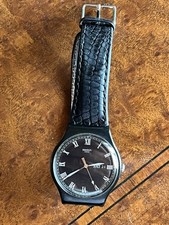 Orologio Swatch uomo nero con cinturino in pelle nero usato pochissimo