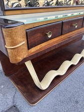 MOBILE CONSOLLE SPECCHIERA 30/40s NOCE TUIA LEGNO COLORATO OTTONE ITALIAN DESIGN
