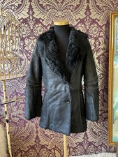 Cappotto nero originale Shearling London pelle esterno borchie metallo taglia small