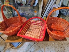 CESTI IN VIMINI ROSSO LOTTO 4 PEZZI VINTAGE