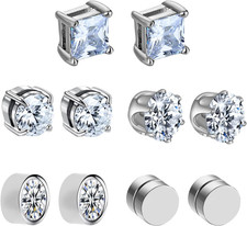 5 Paia Orecchini Magnetici 6Mm