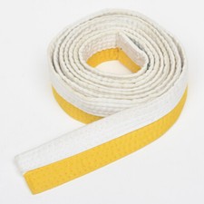 CINTURA JUDO, KARATE-AIKIDO-KICK BOXING-ARTI MARZIALI BIANCA GIALLA NUOVA!