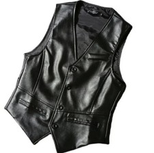 Gilet in pelle da uomo nero