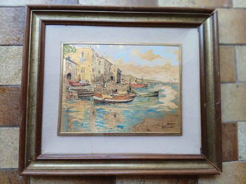 Quadro marina con porticciolo