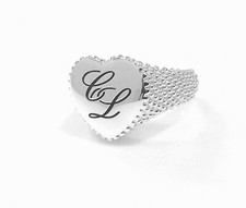 ANELLO DONNA A CUORE PERSONALIZZABILE CON LETTERA  NOME FIRMA IN ARGENTO 925 