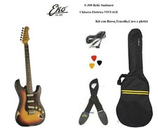EKO S300 RELIC SUNBURST Chitarra elettrica Vintage STRATO con Borsa + Tracolla