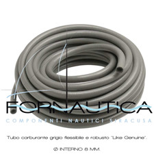 TUBO CARBURANTE GRIGIO RETINATO Ø 8 MM.  FLESSIBILE RINFORZATO BENZINA DIESEL 