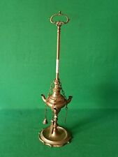 ANTICA LAMPADA FIORENTINA LUME IN OTTONE A OLIO PETROLIO 3 LUCI ANNI '50. CN1