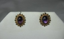 Vittoriano Orecchini Ametista Etrusco X 9K Oro Adorabile Antico Orecchino