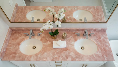 Lavabo bagno quarzo rosa - , fatto