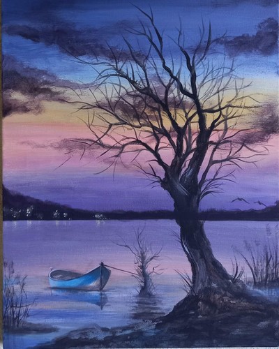 Quadro acrilico tramonto - , su