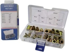 SET 50 INSERTI (RIVETTI) FILETTATI IN ACCIAIO OTTONATO DA M3 A M10 RIVETTATRICE