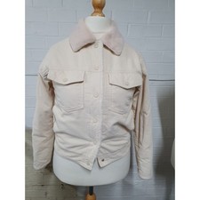 Giacca foderata in velluto a coste Denim & Co taglia 10 pelliccia morbidissima.