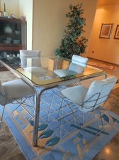 Tavolo Anni 70 Cristallo E acciaio N.4 Sedie Sof Sof Enzo Mari x Driade Original