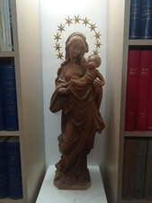 Statua Madonna Intagliata A Mano Val Gardena Con Corona E Bambino