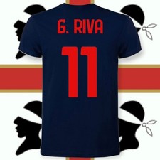 T-SHIRT CAGLIARI FANS CASTEDDU GIGI RIVA 11 SCUDETTO RETRO FOOTBALL CASUAL