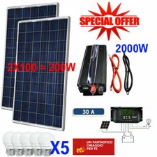 Kit Fotovoltaico 2 KW Pwm Inverter 2000W Pannello Solare 200W regolatore 30 amp