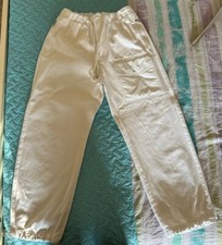 Pantalone cargo Moncler unisex, taglia 40,bianco, vestibilità larga.