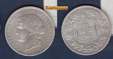 Svizzera 5 Franchi 1889 Bern Argento Molto Buona - Swiss Helvetia