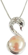Collana donna cigno Perla Femmina Strass Femminile Ragazza Punti Luce L.90014