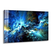 Arte da parete in vetro astratto blu scuro