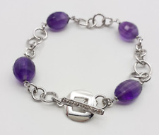 Bracciale Ametista argento 925 diamanti brown gioiello donna catena chiusura a T