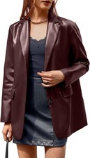 Giacca blazer donna bordeaux vera pelle lusso sartoriale oversize fit cappotto