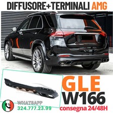 DIFFUSORE AMG LOOK + TERMINALI INOX NERI per MERCEDES GLE SUV W166 2015-2018