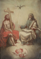 Sacra Trinità quadro barocco del 1750 quadro olio Germania meridionale Trinità