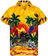 Funky Camicia Hawaiana Parrot Giallo