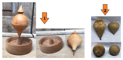 Lotto trottole antiche legno - trottole,