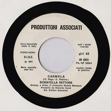 DONATELLA RETTORE / S. ROCCHETTI 45 Giri Promo jb 1977 CARMELA / DEDICATO A TE