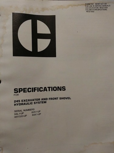 Cat specifiche 245 escavatore - specifiche,