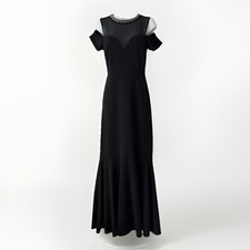 Maxi abito MONSOON nero stile gotico anni 30 art neauveau party GLAM UK 8 elegante