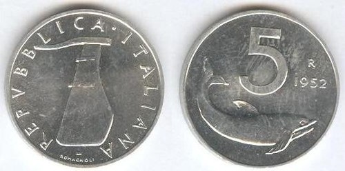 Monete repubblica italiana - repubblica, 5
