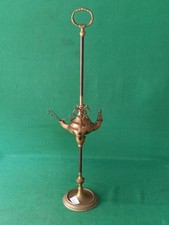 ANTICA LAMPADA FIORENTINA LUME IN OTTONE A OLIO PETROLIO 3 LUCI ANNI '50. CS47