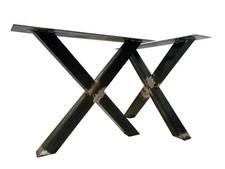 2 GAMBE TAVOLO in ferro stile INDUSTRIAL forma incrociata sez. 8x8cm GTFTIX-01