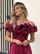 Vestito DA CERIMONIA donna elegante lungo abito estivo abiti vestiti seta