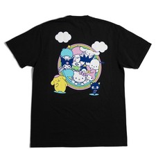 T-shirt skateboard ragazza Hello Kitty cerchio arcobaleno nera
