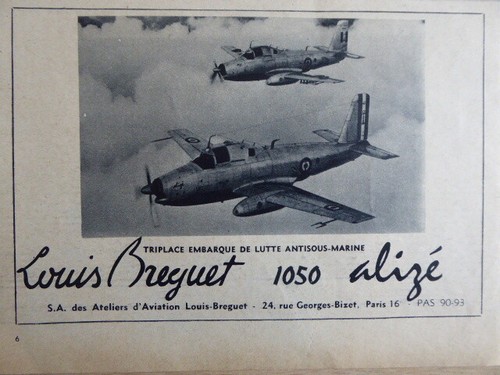 1957 pub avion breguet 1050 - pub,