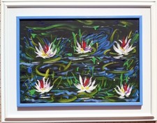 "Gigli d'acqua" omaggio a M.Schifano acrilico su tela cm.50x70,no Mario Schifano