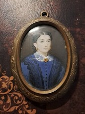 Dipinto Antico. Dipinto su carta in cornice ovale 7x9; Ottocento Pieno