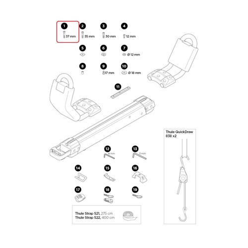 Thule screw mc6s m6x37 4 - screw,