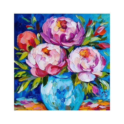 Original oil painting pink - painting,