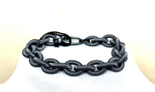 ORIGINALE BRACCIALE BORSARI A CATENA IN ARGENTO 925 NERO,  PLACCATO RODIO BLACK