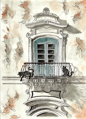 Gatti balcone ornato - un,