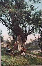 TAORMINA  - ALBERO D'OLIVO CON BAMBINI  -  COSTUMI E MESTIERI SICILIANI