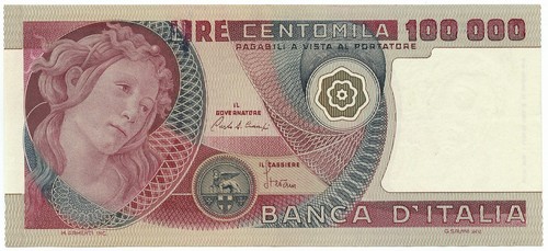 100000 lire banca italia - 100000, d'italia
