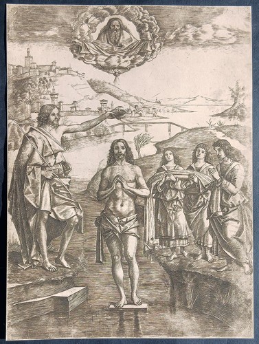 Stampa antica battesimo gesù - stampa,