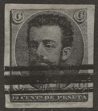 SPAGNA 1872 Amadeo 12c de Peseta 129pn Saggio IMPERF - Mint MH